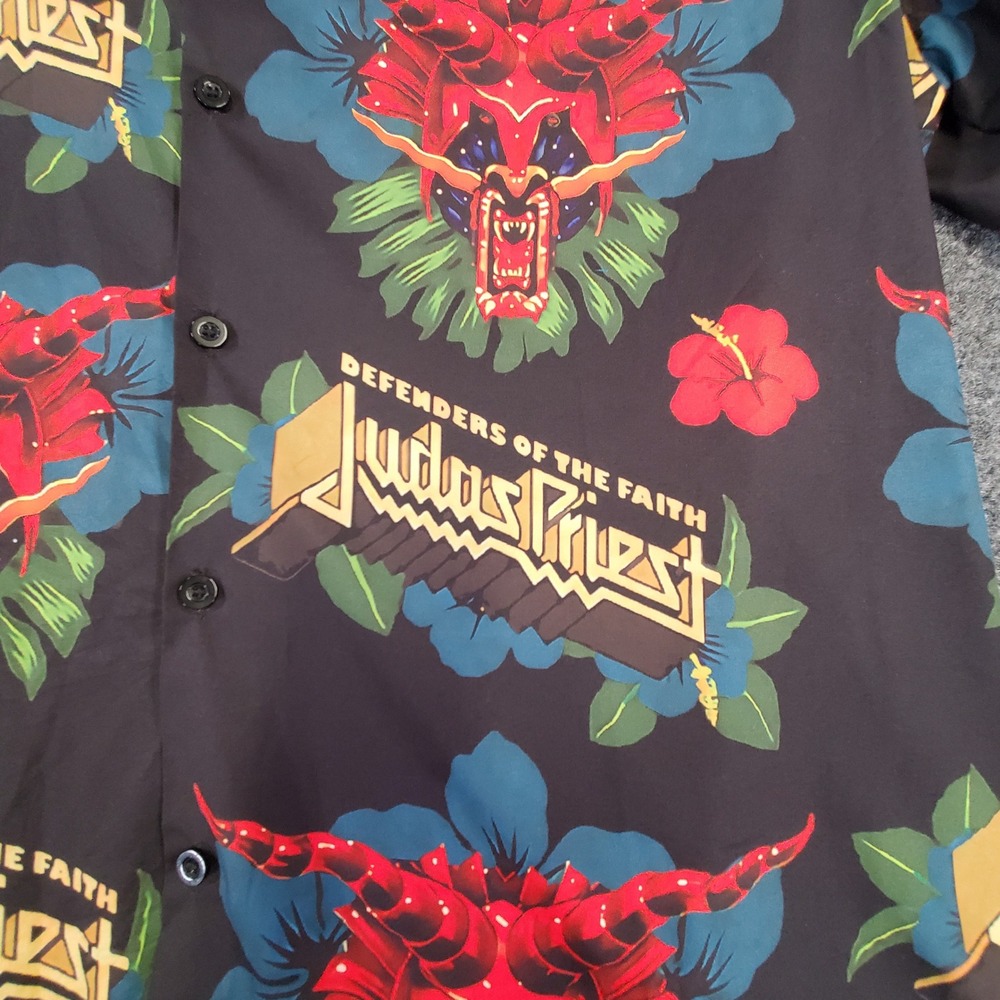 Judas Priest Button-down Mens Large Defenders of the Faith Black Graphic Shirt - Picture 4 of 10